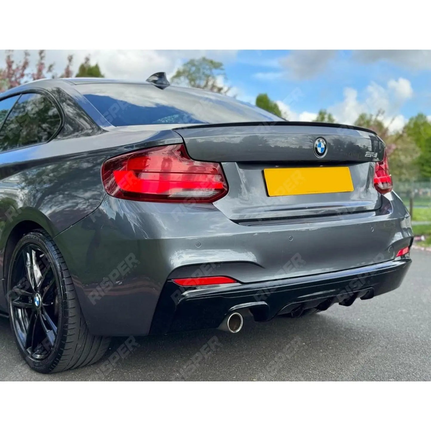 Bmw 2 Series F22 M Sport 2014-2021 Rear Diffuser In Gloss Black 0___