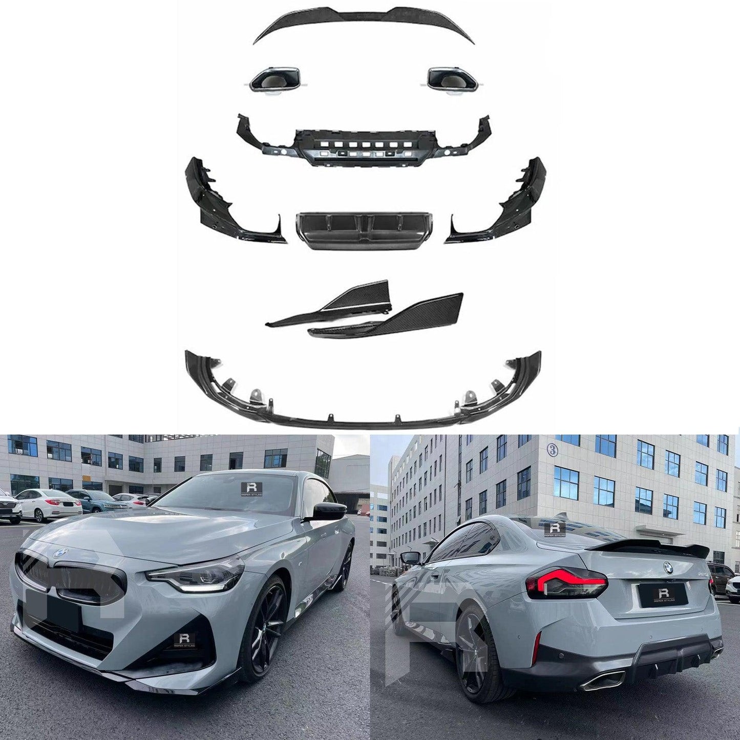 BMW 2 Series G42 2021+ 2-Door Coupe 'M240i Look' Gloss Black Full Aero Kit - TMC Motorsport