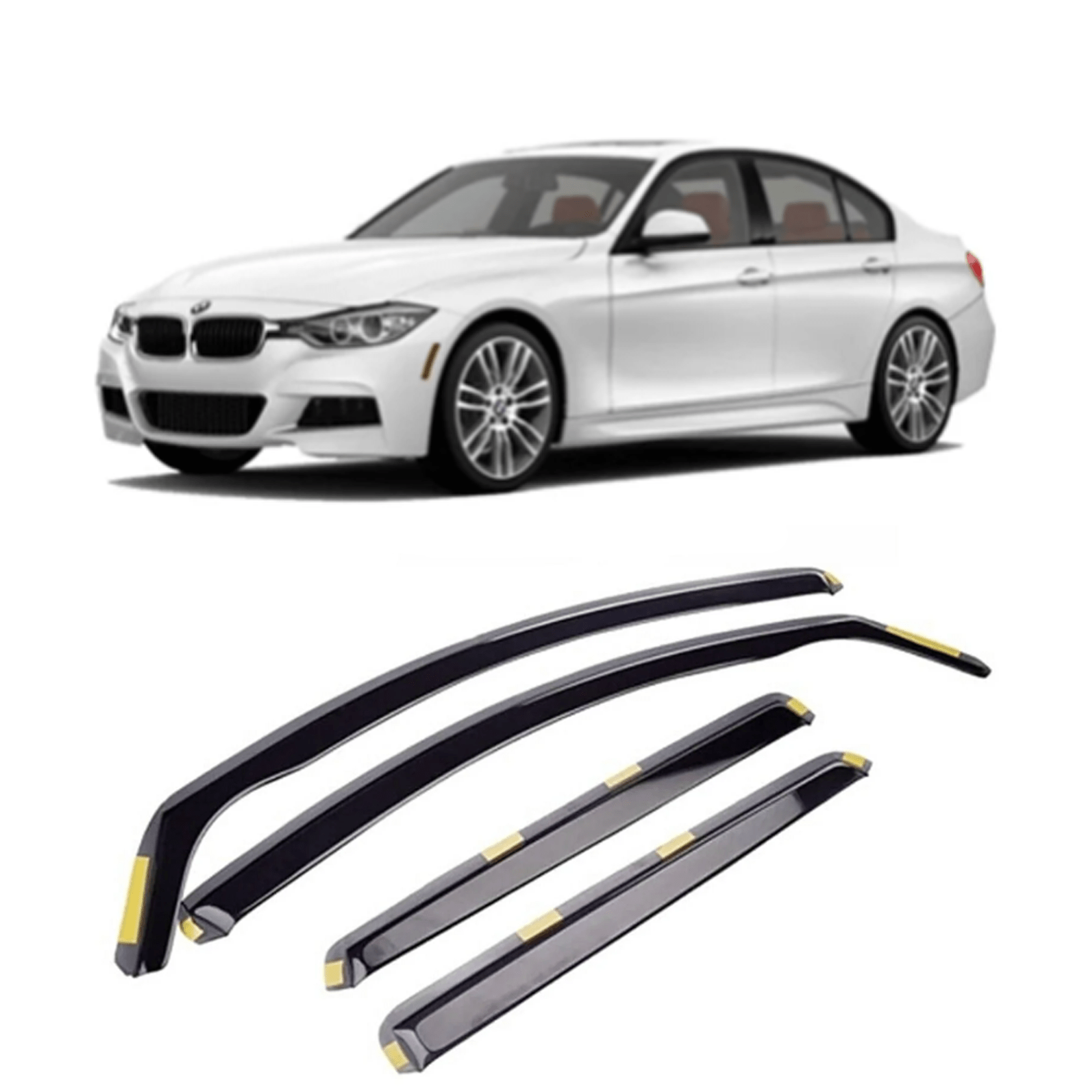 Bmw 3 Series F30 2011-2018 STX Internal Wind Deflectors - 4PCS - Clip In Fitment - Dark Smoke - W169 - TMC Motorsport