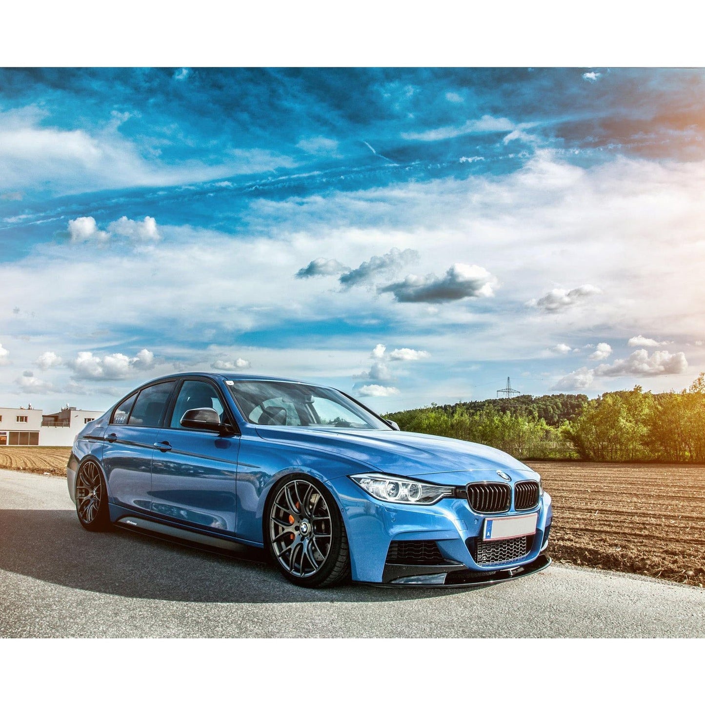 BMW 3 Series F30 F31 F35 M Sport Front Splitter in Gloss Black - TMC Motorsport