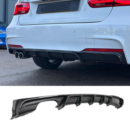 BMW 3 Series F30 F35 M Performance Rear Diffuser M Sport Twin Exit - Carbon Fiber Look - TMC Motorsport