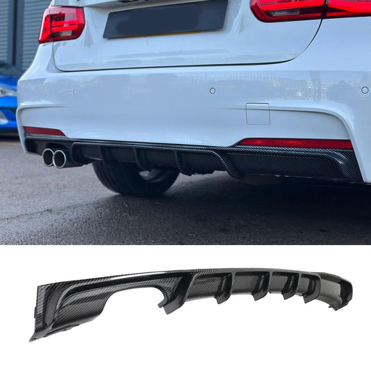 BMW 3 Series F30 F35 M Performance Rear Diffuser M Sport Twin Exit - Carbon Fiber Look - TMC Motorsport