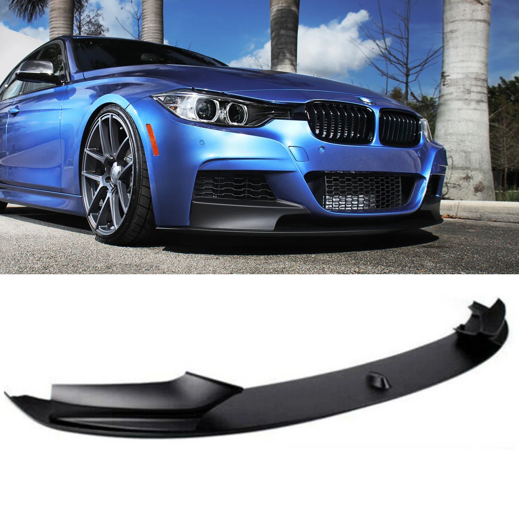 BMW 3 Series F30 F35 M Sport 2011-19 Front Splitter Lip in Matte Black - TMC Motorsport