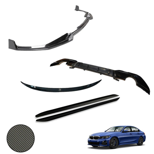BMW 3 Series G20 G28 M Sport 2018+ Carbon Look Aero Kit Lip Package - TMC Motorsport