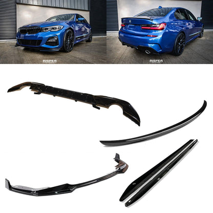 BMW 3 Series G20 G28 M Sport 2018+ Gloss Black Aero Kit Lip Package - TMC Motorsport