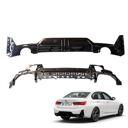 BMW 3 Series G20 M Sport LCI Facelift 2022+ Gloss Black Rear Diffuser - TMC Motorsport