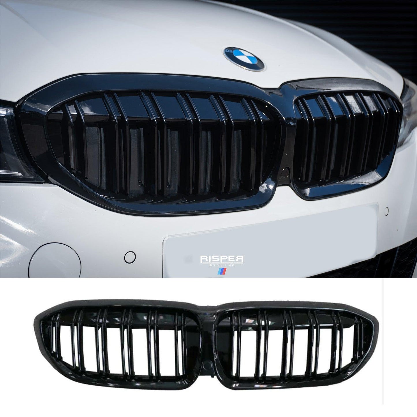 BMW 3 Series G20/G21 2018-2021 (pre-lci) M3 Style Front Grill Gloss Black Double Slat - TMC Motorsport