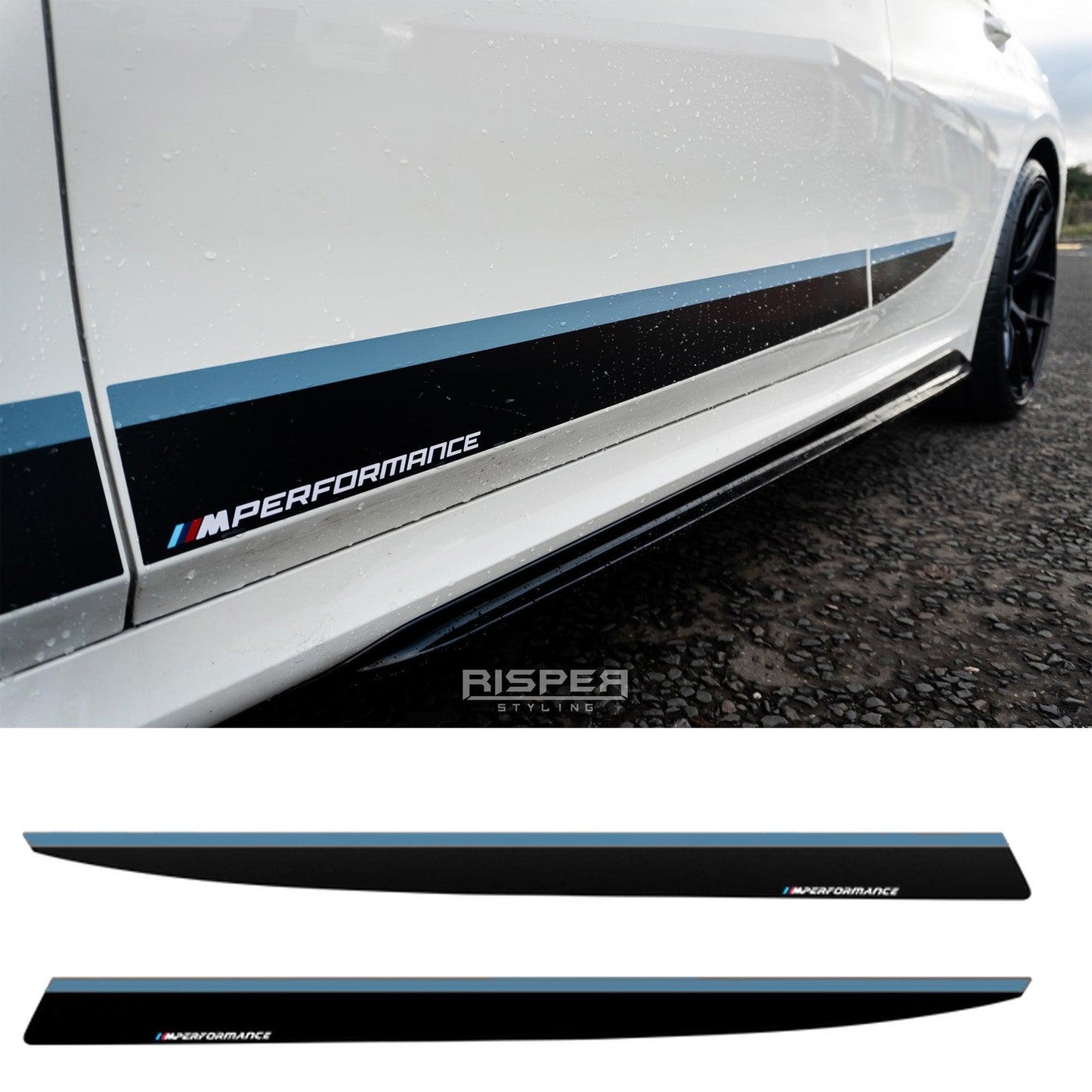 BMW 3 Series M Sport G20/G21 2018+ Gloss Black M Performance Side Door Stickers - TMC Motorsport