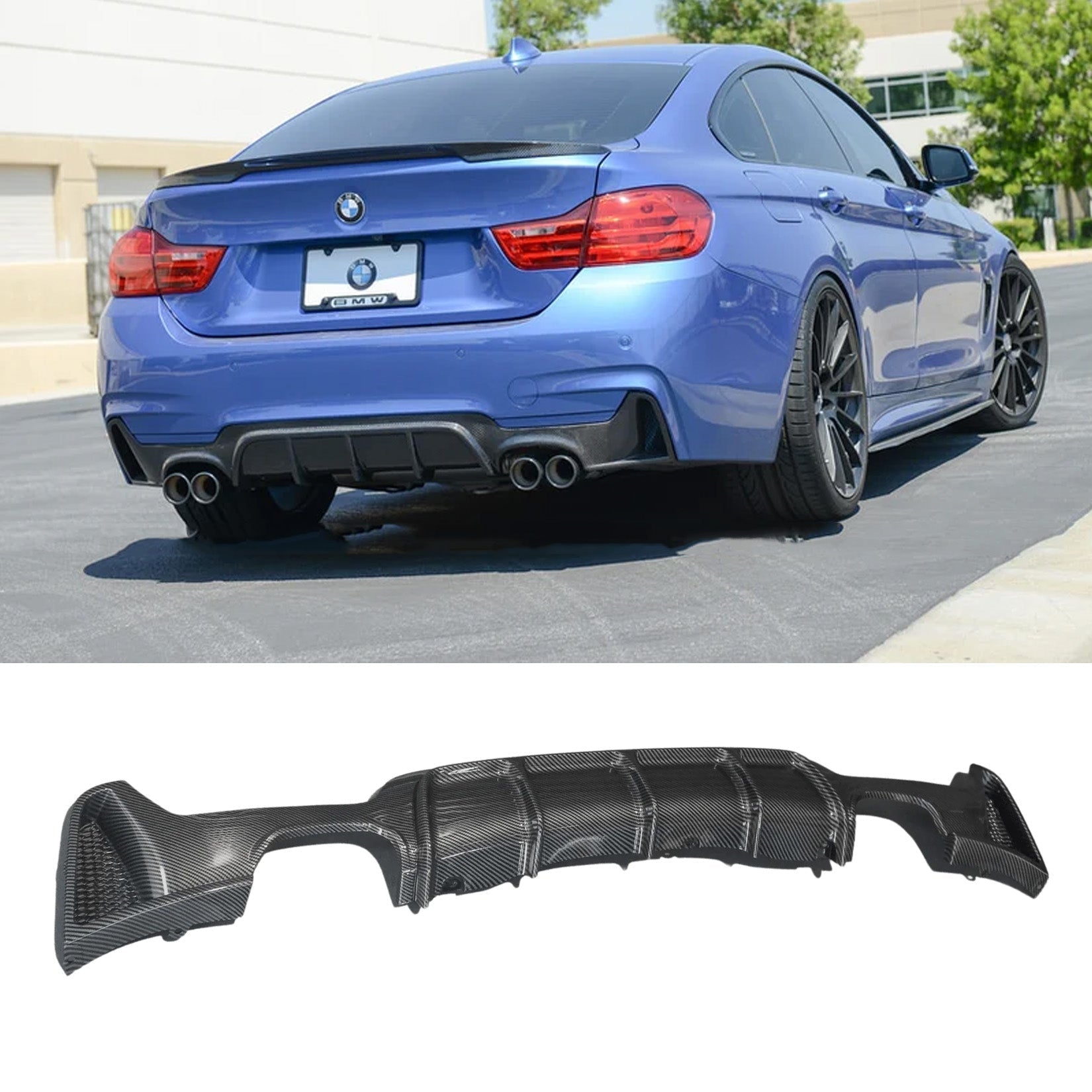 Bmw 4 Series F32 F36 M Sport 2014-2020 Rear Diffuser 00__00 In Carbon Look - TMC Motorsport