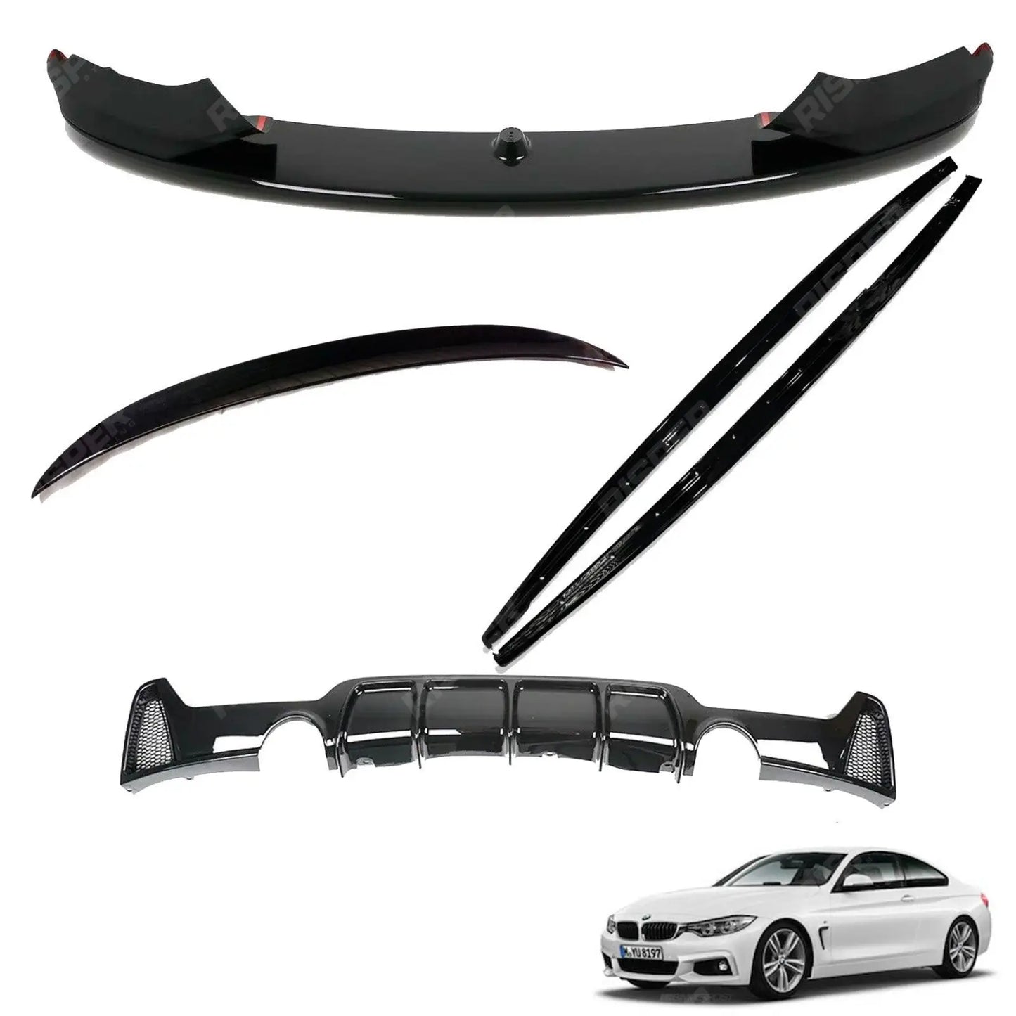 BMW 4 Series F32 M Sport 2014-2020 Gloss Black Full Aero Body Lip Kit - Diffuser 0___0