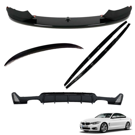 BMW 4 Series F32 M Sport 2014-2020 Gloss Black Full Aero Body Lip Kit - Diffuser 00__00 - TMC Motorsport