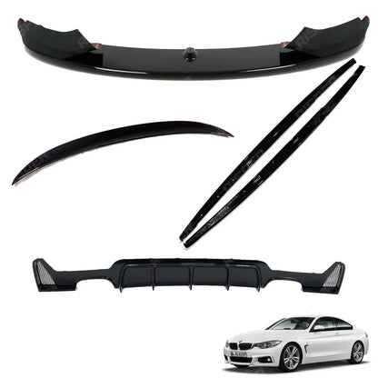 BMW 4 Series F32 M Sport 2014-2020 Gloss Black Full Aero Body Lip Kit - Diffuser 00__00