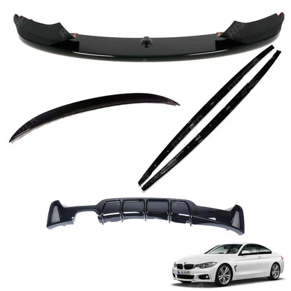 BMW 4 Series F32 M Sport 2014-2020 Gloss Black Full Aero Body Lip Kit - Diffuser 00___