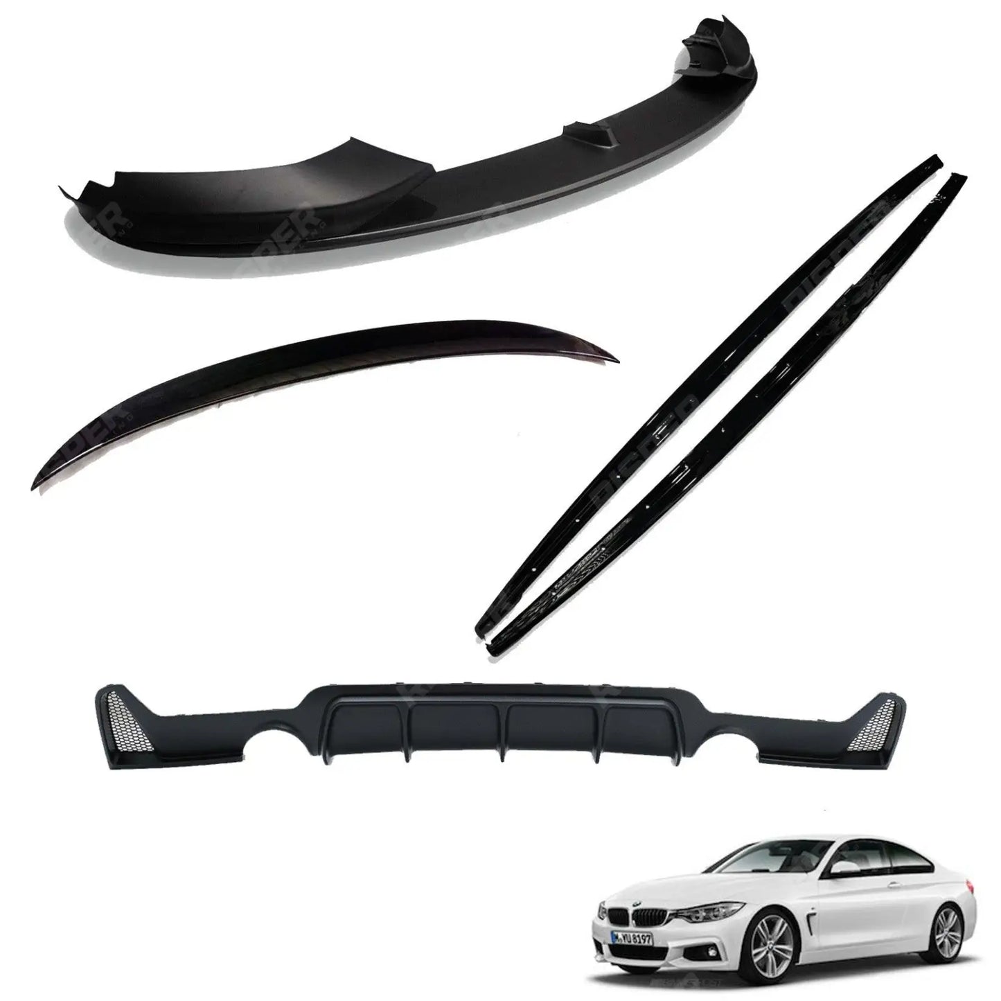 BMW 4 Series F32 M Sport 2014-2020 Matte Black Full Aero Body Lip Kit - Diffuser 0___0