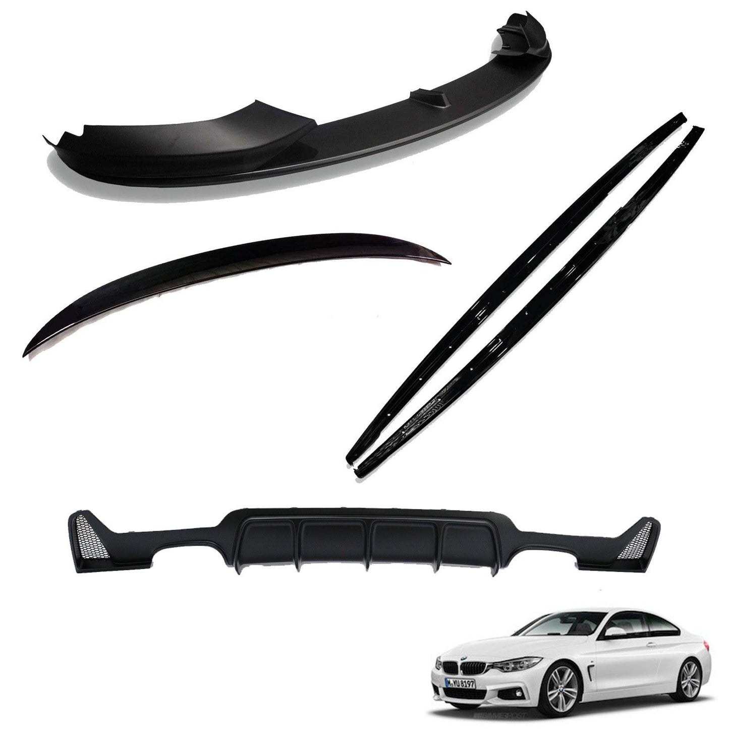 BMW 4 Series F32 M Sport 2014-2020 Matte Black Full Aero Body Lip Kit - Diffuser 00__00 - TMC Motorsport