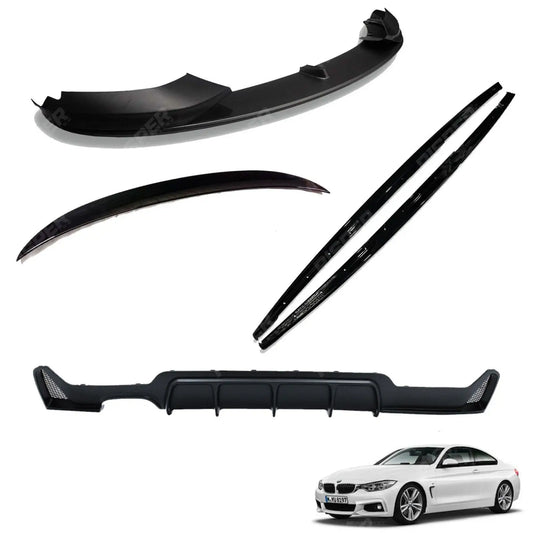 BMW 4 Series F32 M Sport 2014-2020 Matte Black Full Aero Body Lip Kit - Diffuser 00___