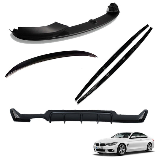 BMW 4 Series F32 M Sport 2014-2020 Matte Black Full Aero Body Lip Kit - Diffuser 00___ - TMC Motorsport