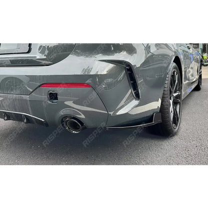 BMW 4 SERIES G22 G23 M SPORT 2020+ REAR BUMPER CORNER SPLITTERS IN GLOSS BLACK