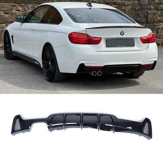 BMW 4 Series M Sport F32 F36 - Gloss Black Rear Diffuser Single Side Dual Tip - TMC Motorsport