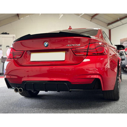 BMW 4 Series M Sport F32 F36 - Gloss Black Rear Diffuser Single Side Dual Tip - TMC Motorsport