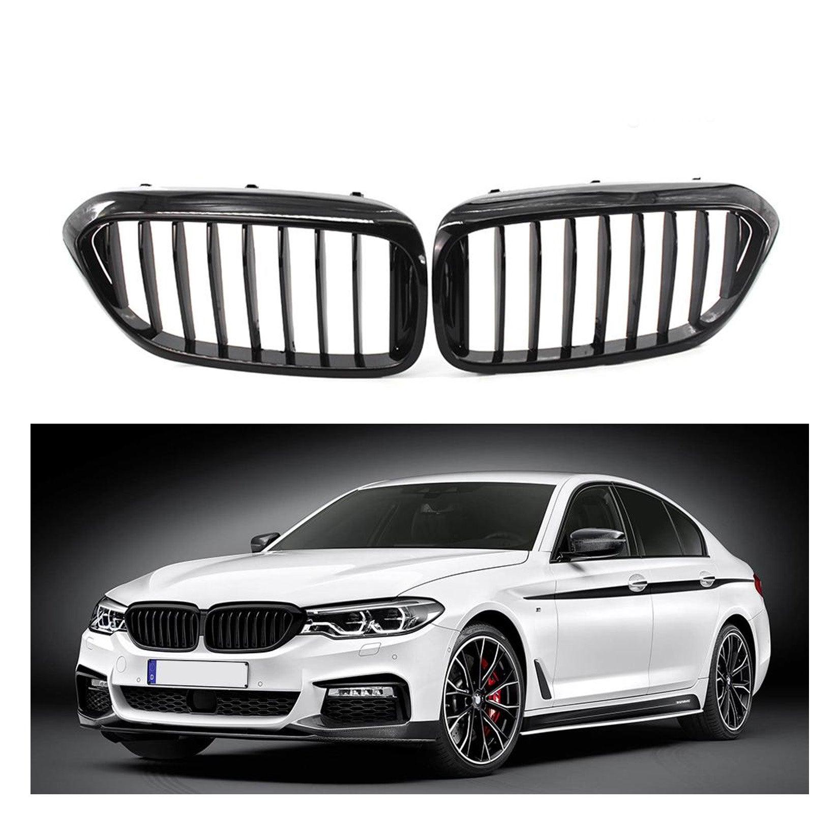 BMW 5 Series G30 G31 Pre LCI 2017-2020 M5 Style Solid Slat Upgrade Front Grill In Gloss Black - TMC Motorsport