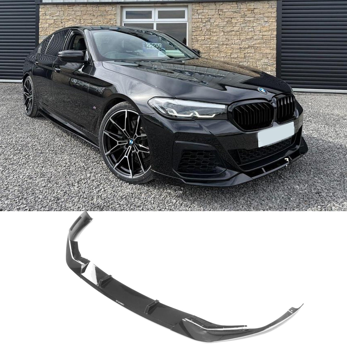 BMW 5 Series G30 M Sport LCI Facelift 2021+ Gloss Black Front Splitter Lip - TMC Motorsport