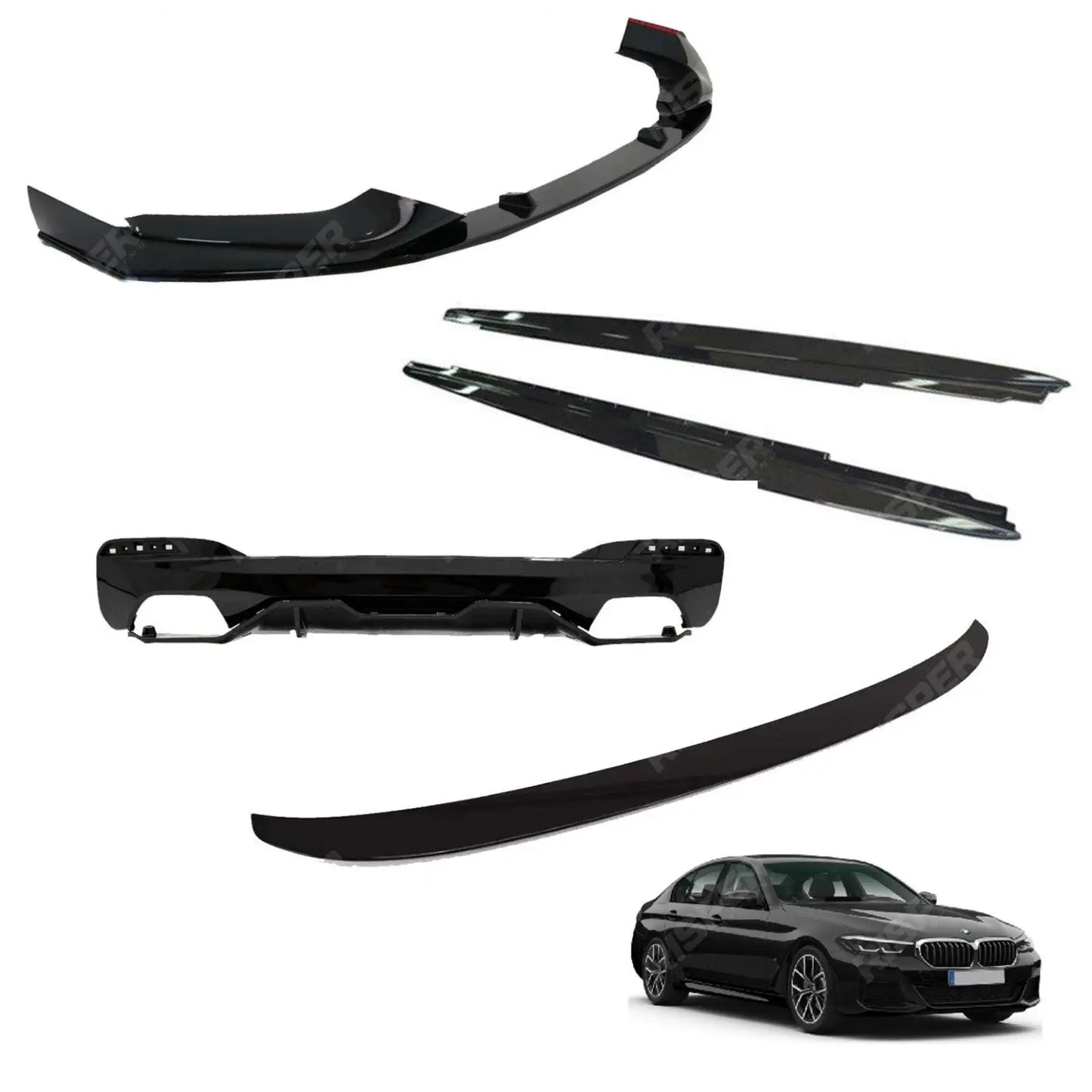 BMW 5 Series G30 M Sport Pre LCI 2017-2020 Full Gloss Black Aero Body Lip Kit
