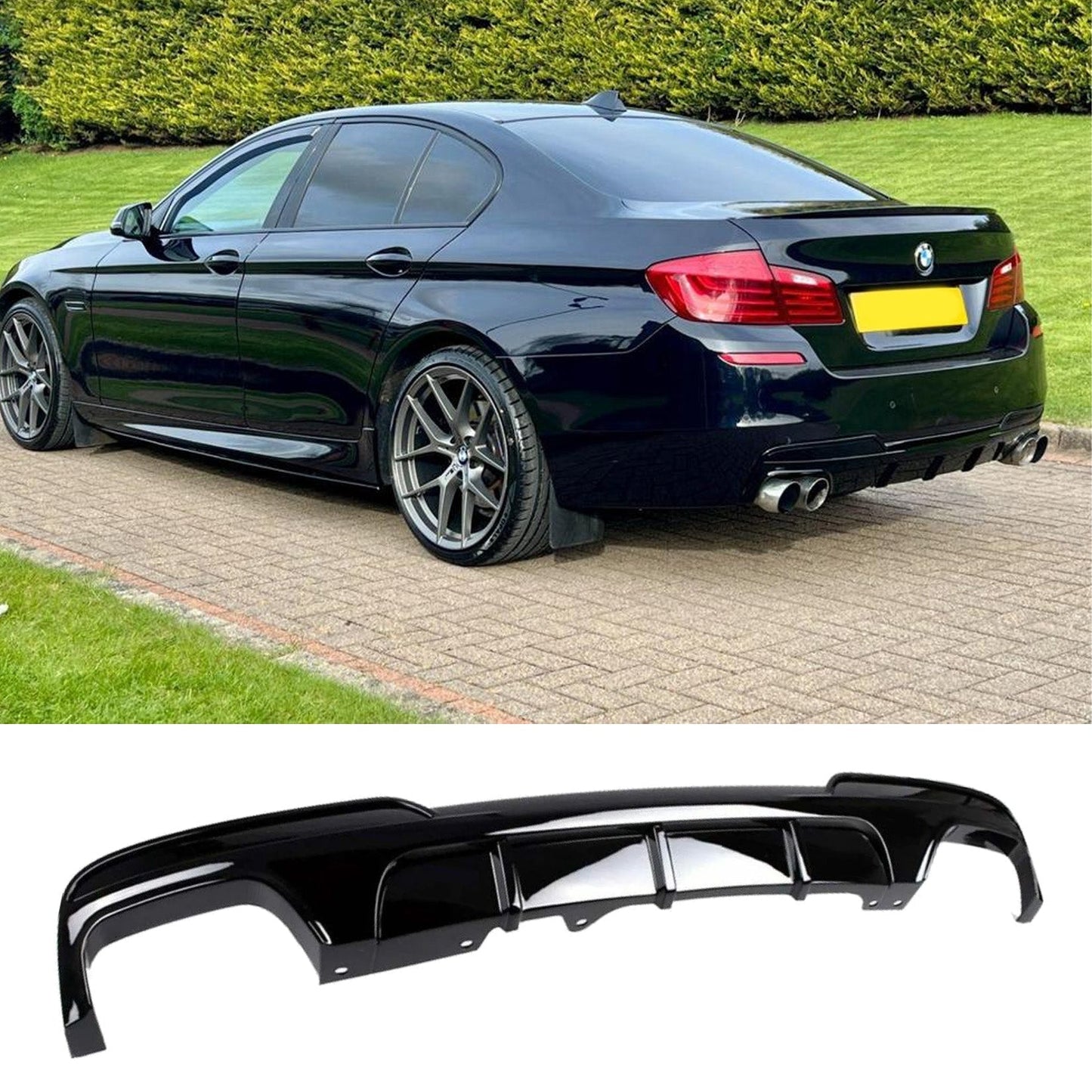 BMW 5 Series M Sport F10 F11 - Gloss Black Rear Diffuser with Quad Exit - TMC Motorsport