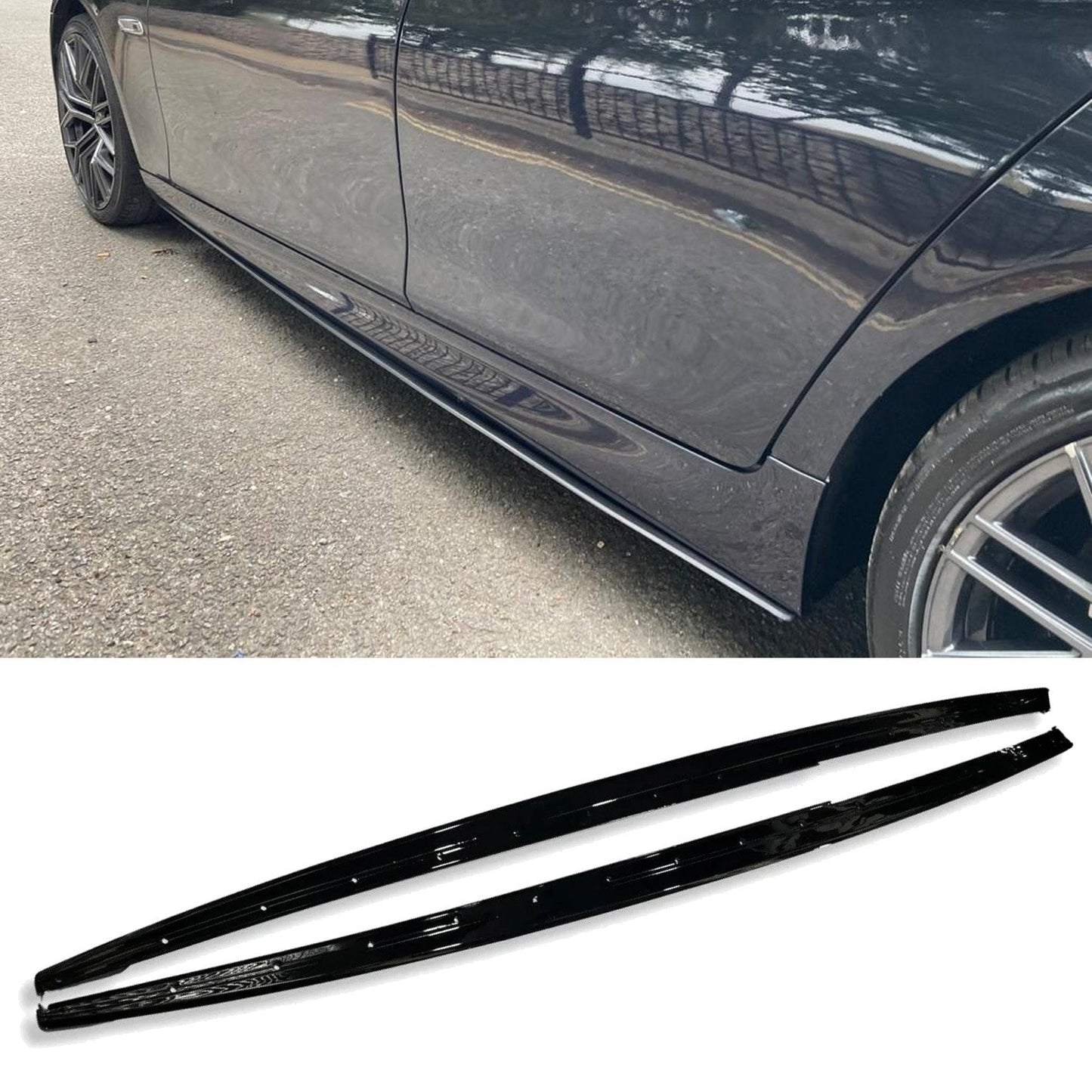BMW 5 Series M Sport F10 F18 Side Skirt Splitters in Gloss Black - TMC Motorsport