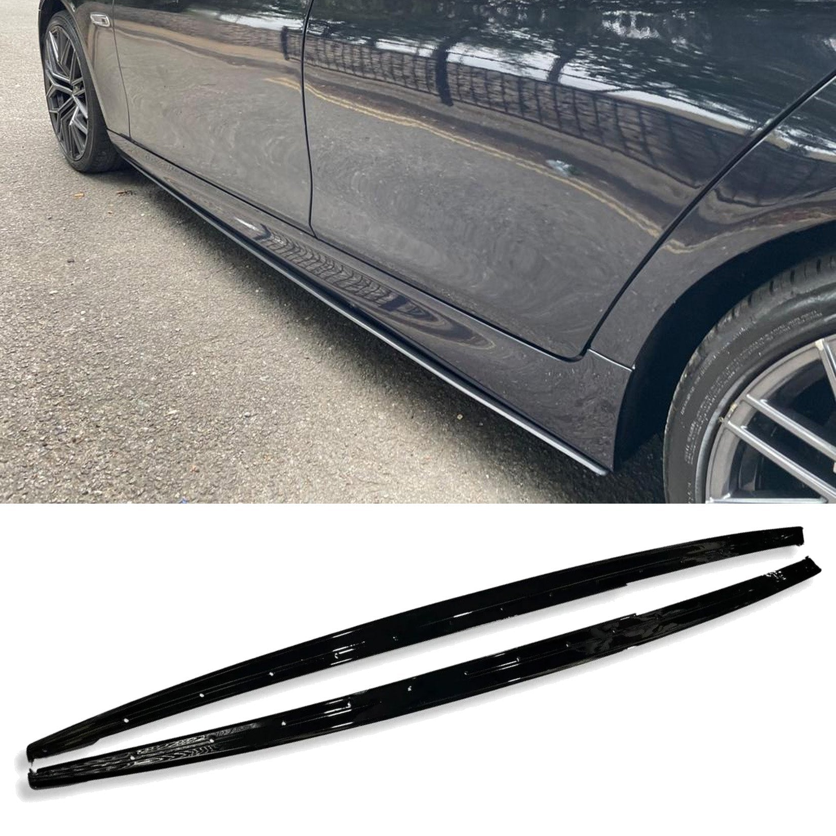 BMW 5 Series M Sport F10 F18 Side Skirt Splitters in Gloss Black - TMC Motorsport