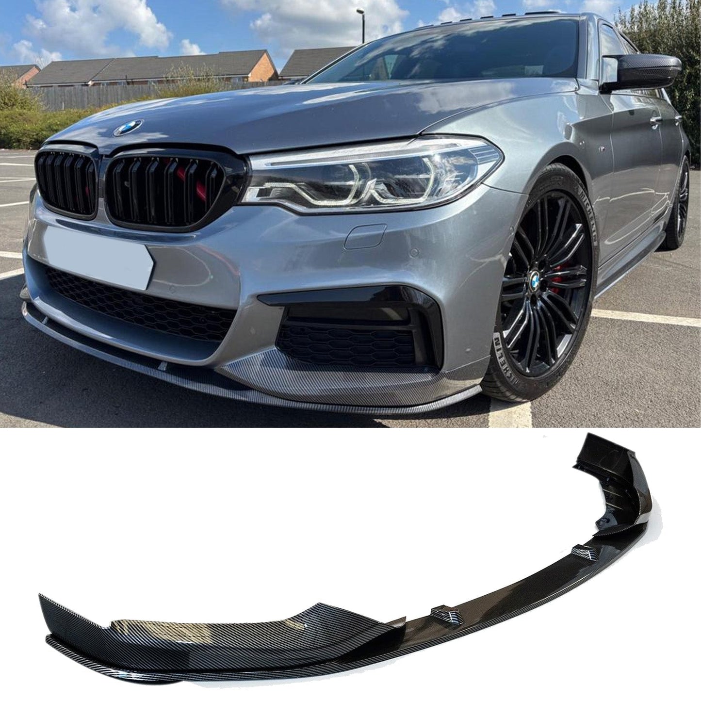 BMW 5 Series M Sport G30 G31 2017-2020 (pre-LCI) Front Splitter In Carbon Look - TMC Motorsport