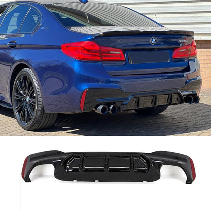 BMW 5 Series M Sport G30 G31 (pre LCI 2017-2020) M5 Look Rear Diffuser - Quad Exit Gloss Black - TMC Motorsport