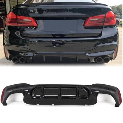BMW 5 Series M Sport G30 G31 (pre LCI 2017-2020) M5 Look Rear Diffuser - Quad Exit Gloss Black - TMC Motorsport