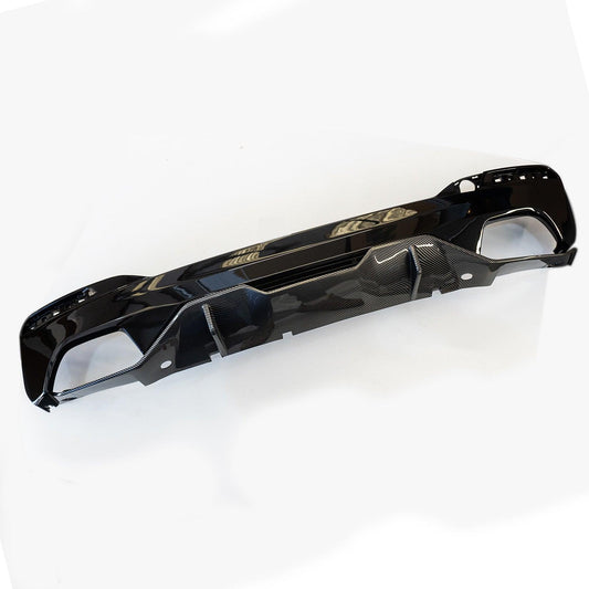 BMW 5 Series M Sport G30 G31 (pre LCI 2017-2020) MP Rear Diffuser - Dual Exit Gloss Black & Carbon Look - TMC Motorsport