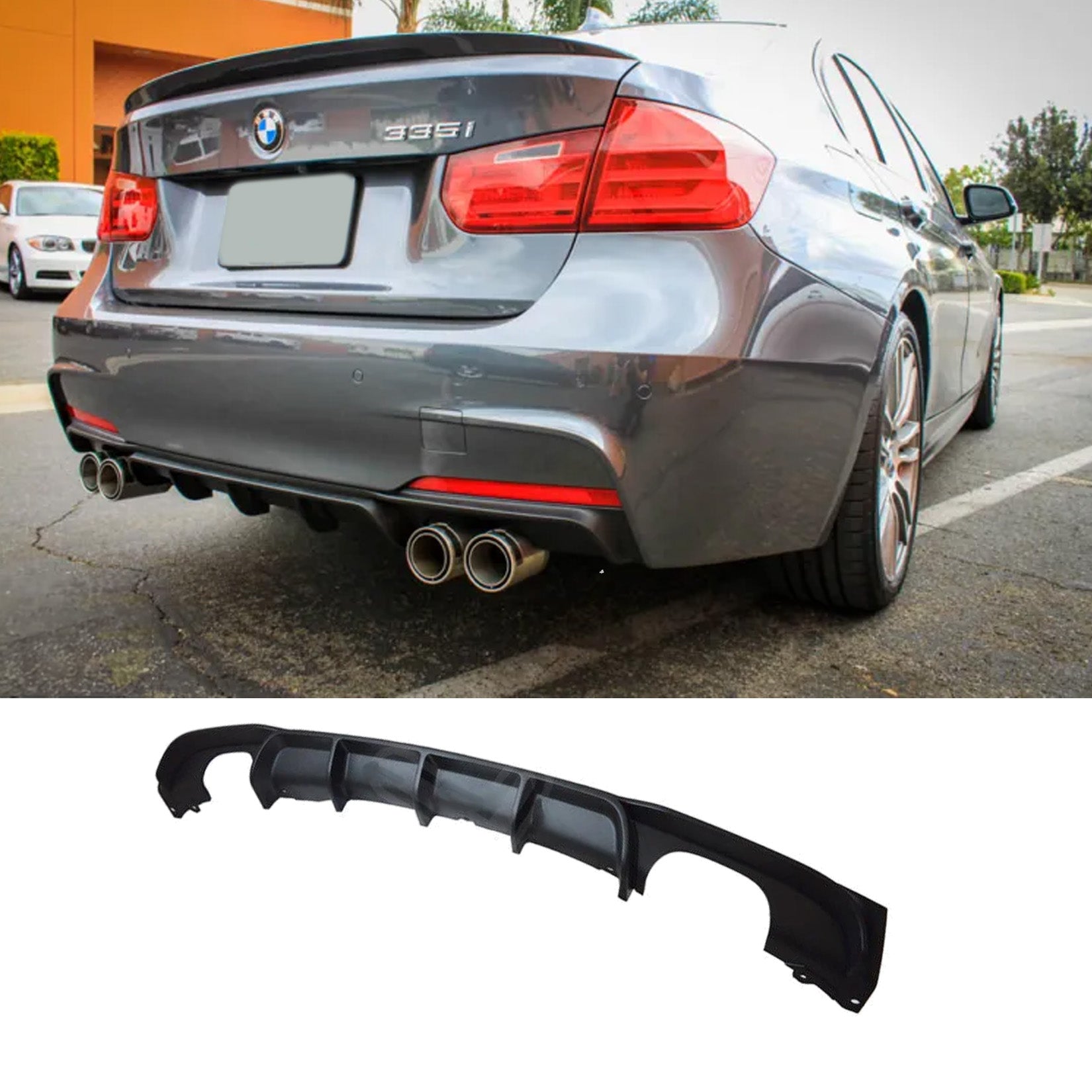Bmw F30 F35 M Sport Quad Exit Rear Diffuser - Matte Black - TMC Motorsport