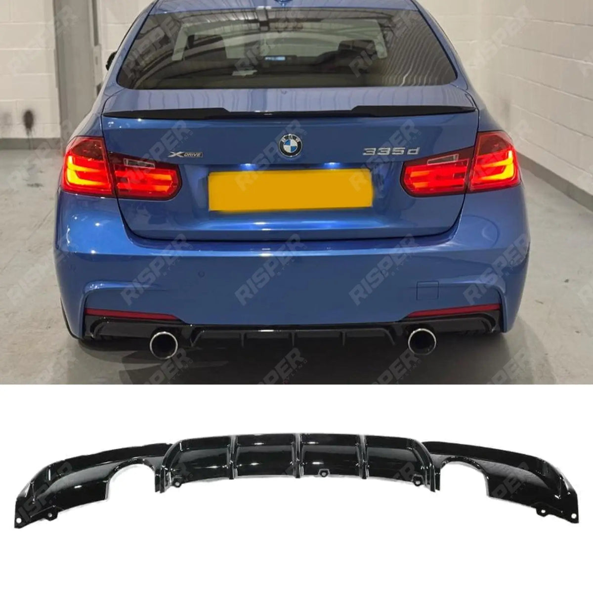 Single Sided Rear Diffuser Bmw F30 F35 M Sport Single Tip Twin Exit Rear Diffuser In Gloss Black ...