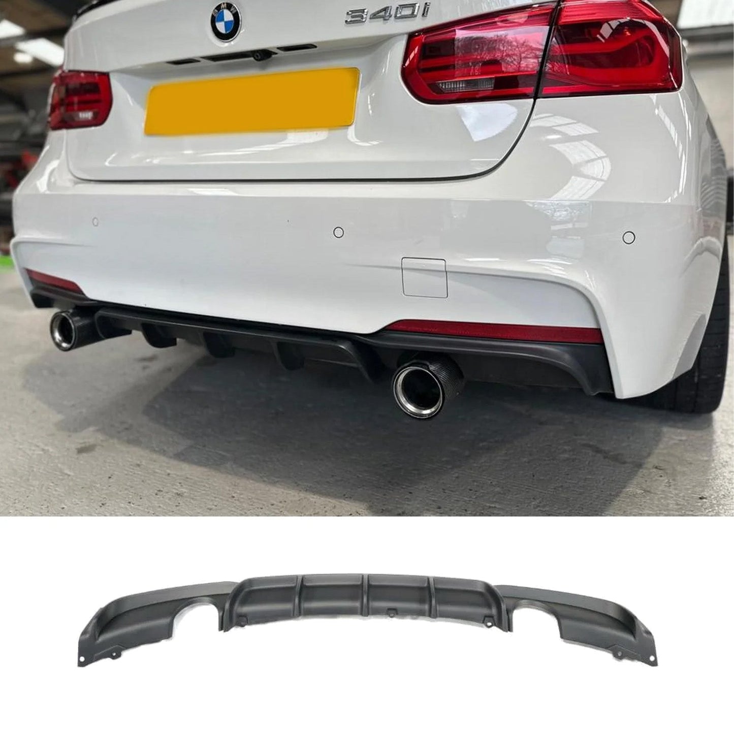 Bmw F30 F35 M Sport Single Tip Twin Exit Rear Diffuser In Matte Black - TMC Motorsport