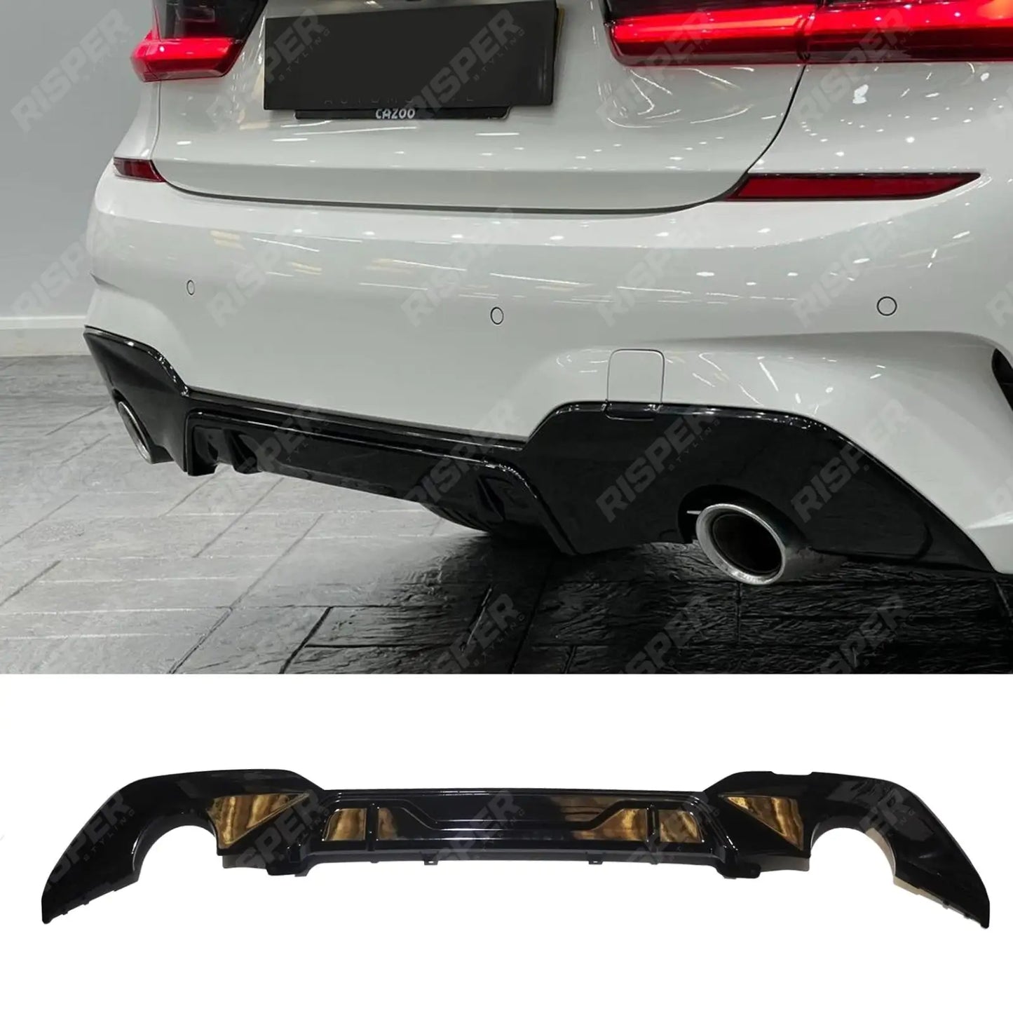 BMW G20 G21 2018-2021 M Sport Rear Diffuser Dual Exit Gloss Black