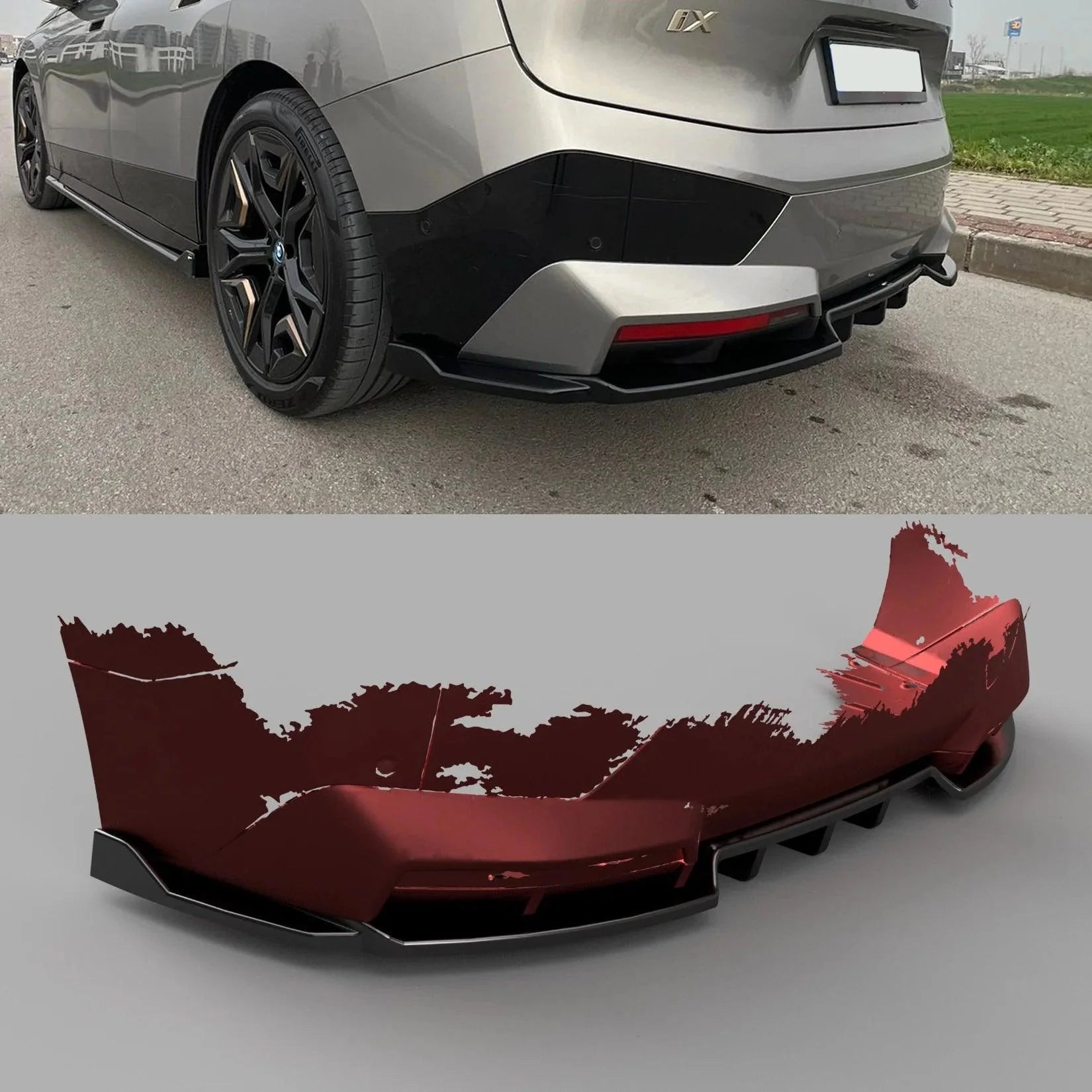 Bmw IX M Sport I20 2021+ Rear Center Splitter (2PCS) - TMC Motorsport