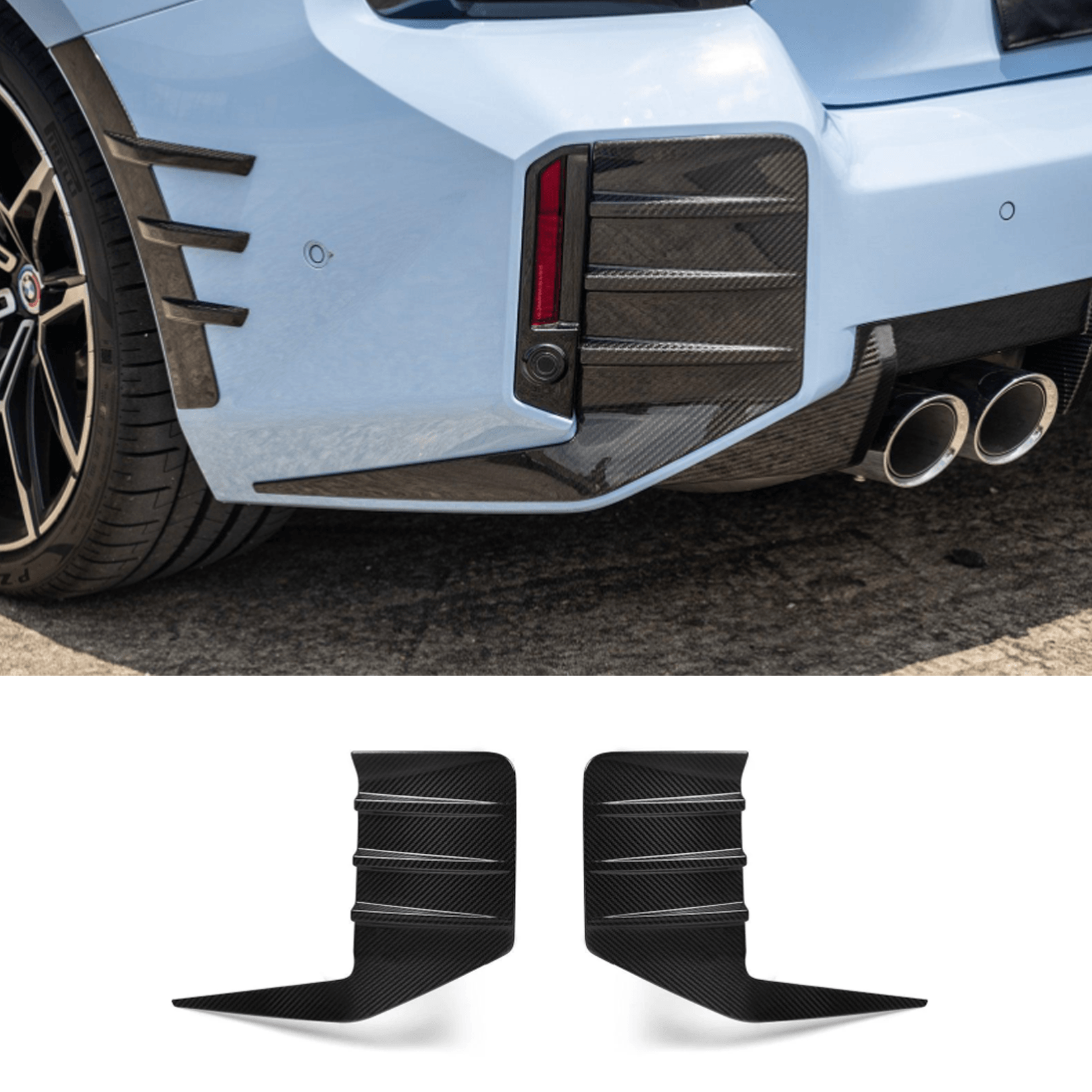 BMW M2 G87 2023+ Pre Preg Carbon Fibre Rear Bumper Inserts - TMC Motorsport