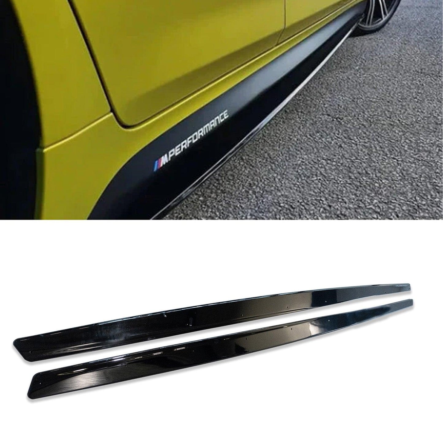 BMW M3 M4 F80 M Sport 2014-2020 Side Skirt Splitters in Gloss Black - TMC Motorsport