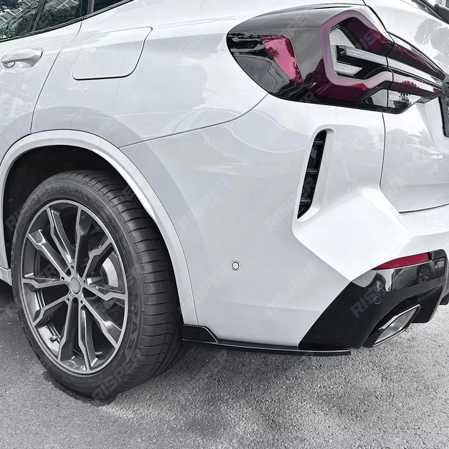 BMW X3 G01 LCI 2022+ M-Sport Rear Bumper Corner Splitters In Gloss Black