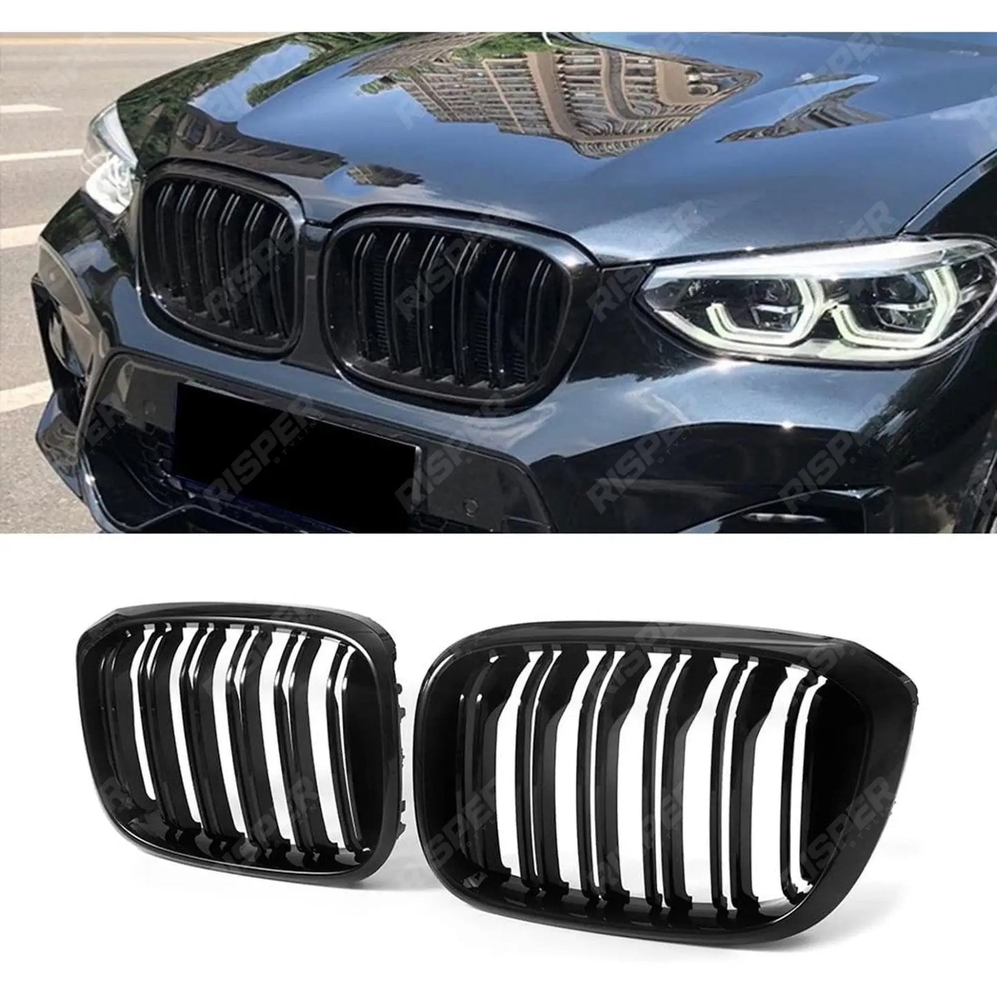 BMW X3 G01 X4 G02 2018 - 2023 - Gloss Black M Dual Slat Kidney Grill
