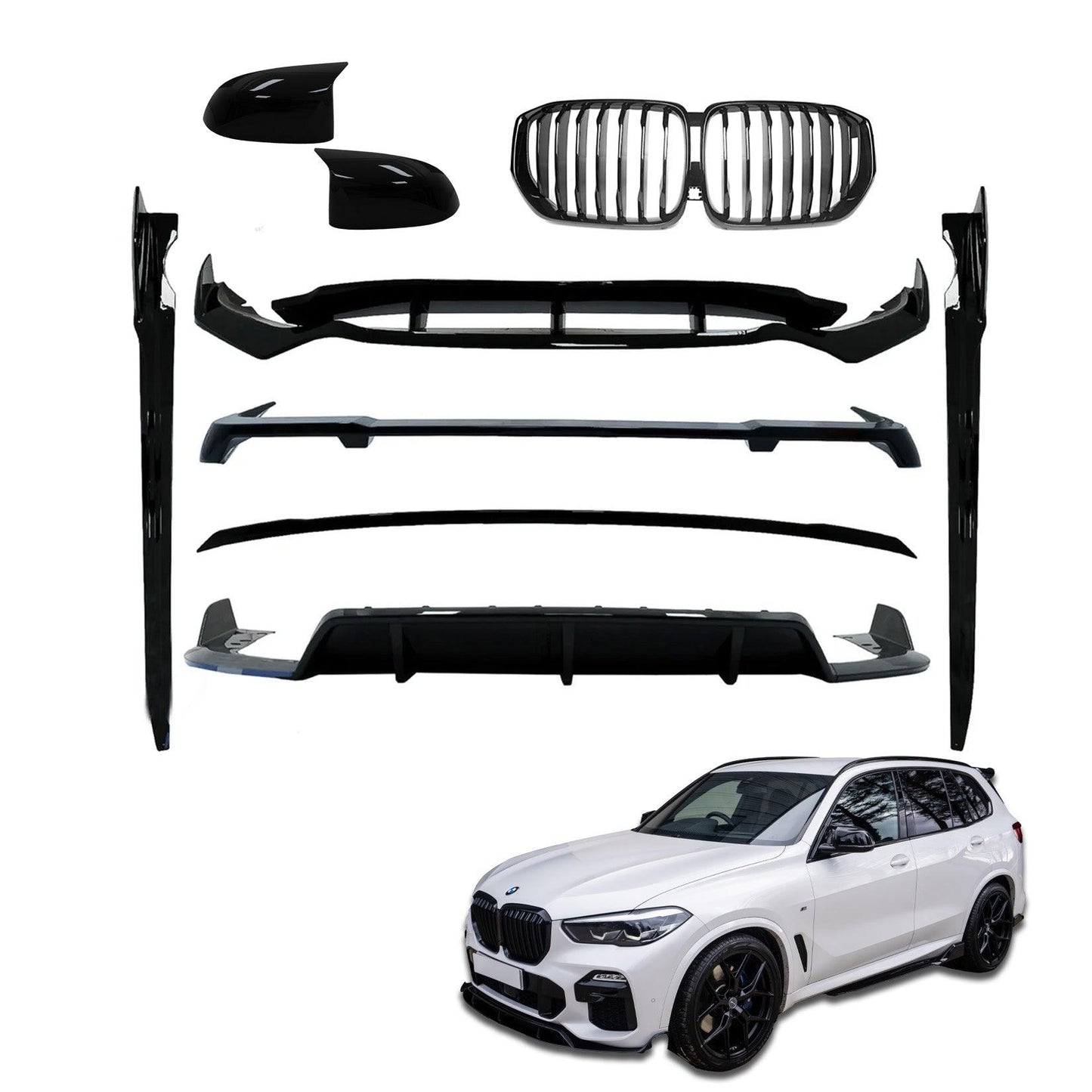 Bmw X5 G05 M Sport 2018-2022 - Black Knight Aero Kit Full - With Grill & Mirror Caps - TMC Motorsport