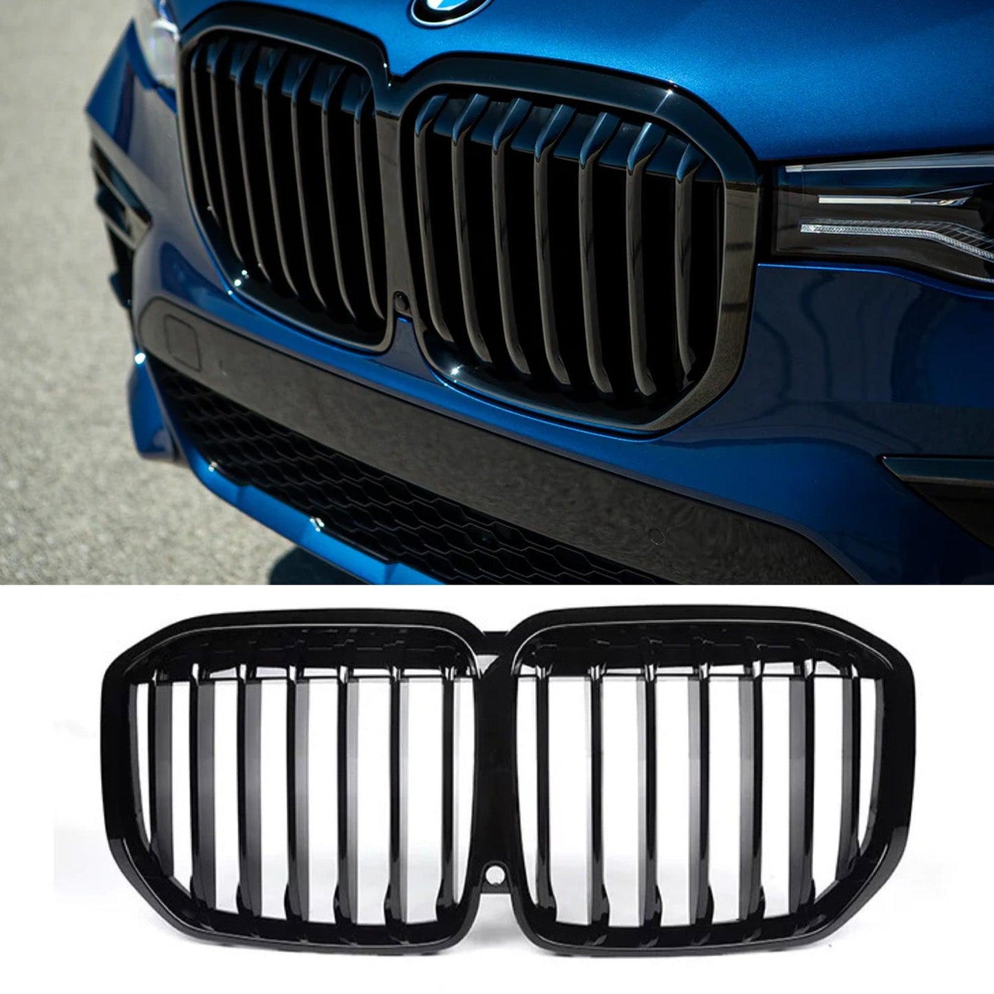 BMW X7 G07 2018 On - Front Grill - Solid Slat Style In Gloss Black - TMC Motorsport