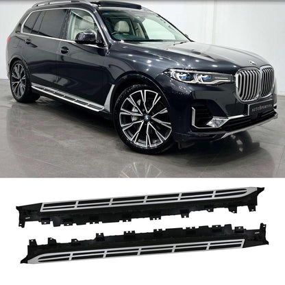 BMW X7 G07 2018 on Side Steps - Silver & Black - TMC Motorsport