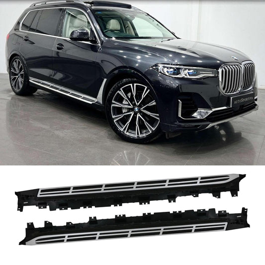 BMW X7 G07 2018 on Side Steps - Silver & Black - TMC Motorsport