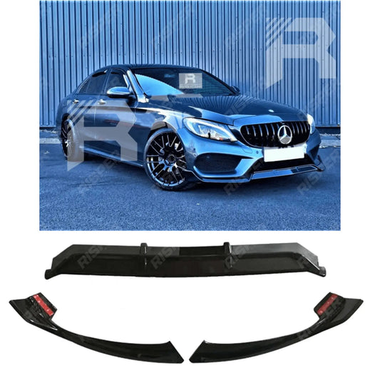 C63S Brabus Style' Front Splitter Lip In Gloss Black For Mercedes C-Class W205 2015-2018