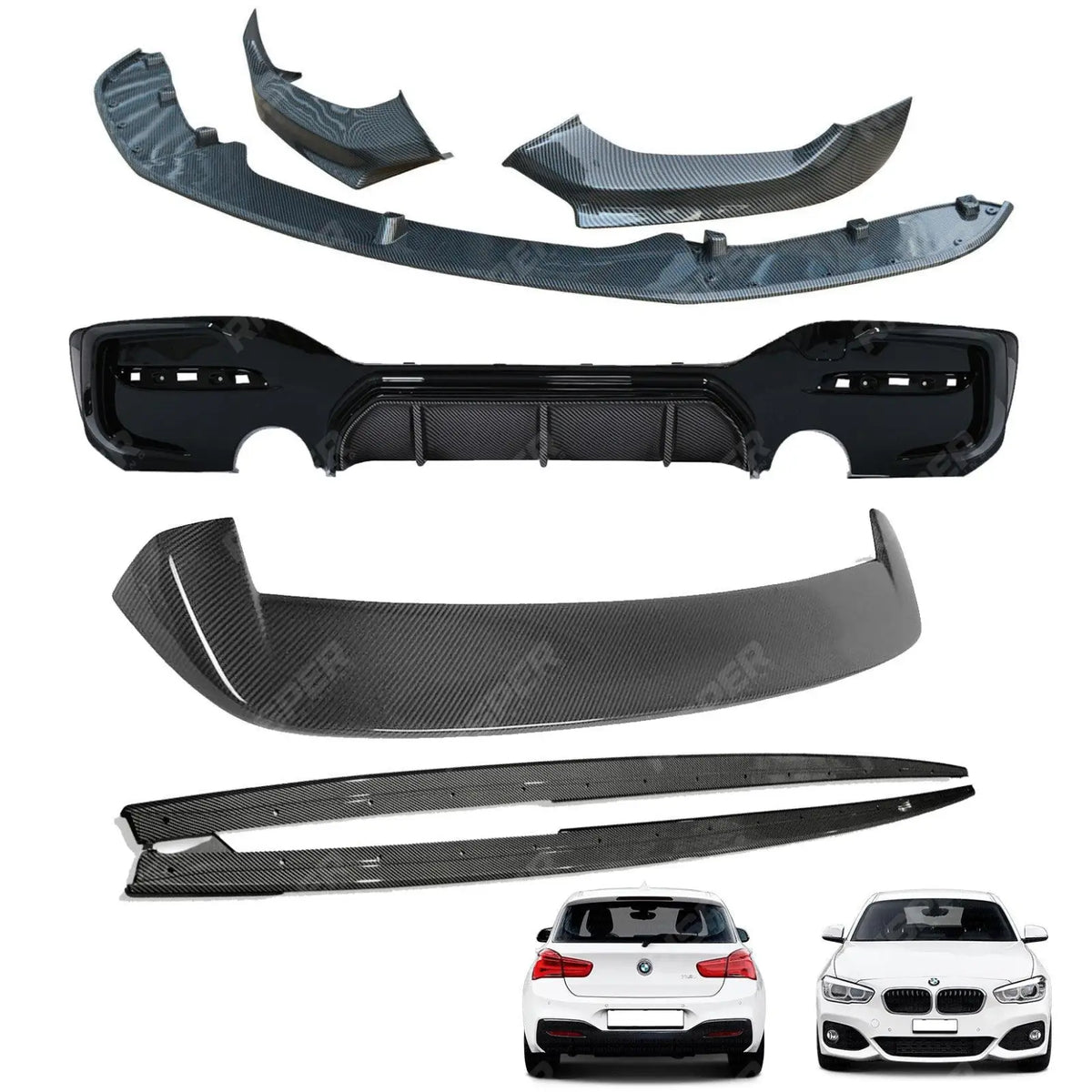 Carbon Look Full Aero Body Kit Diffuser 0___0 For BMW 1 Series LCI M Sport F20 F21 2015-2019