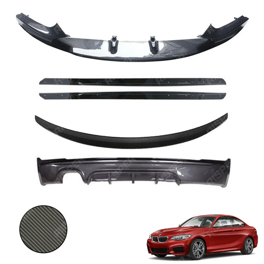 Carbon Look Full Aero Body Kit Diffuser 00___ For BMW 2 Series F22 M Sport 2014-2021
